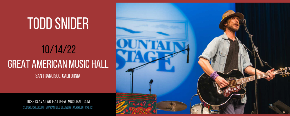 Todd Snider at Great American Music Hall tickets Todd Snider at Great American Music Hall