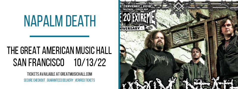 Napalm Death at Great American Music Hall tickets Napalm Death at Great American Music Hall